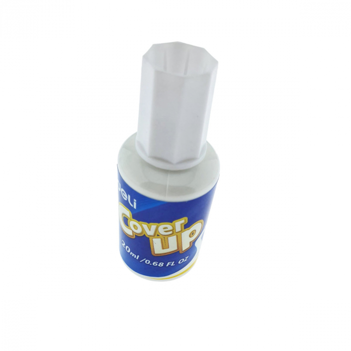Fluid Corector pe baza de solvent, flacon cu 20ml, DELI 93291, cu aplicator tip pensula, uscare rapida [3]