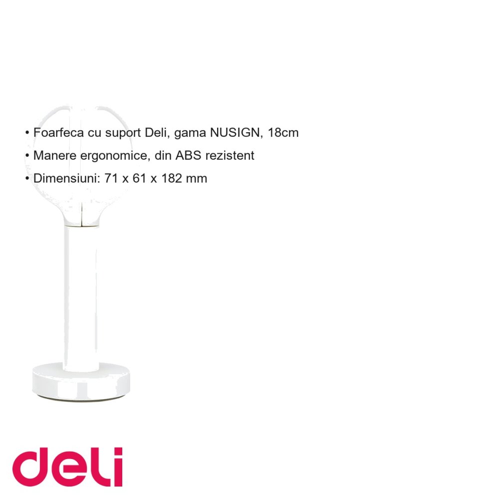Foarfeca de birou cu suport Deli Nusign, lame inox, manere ergonomice, 18 cm, alba [3]