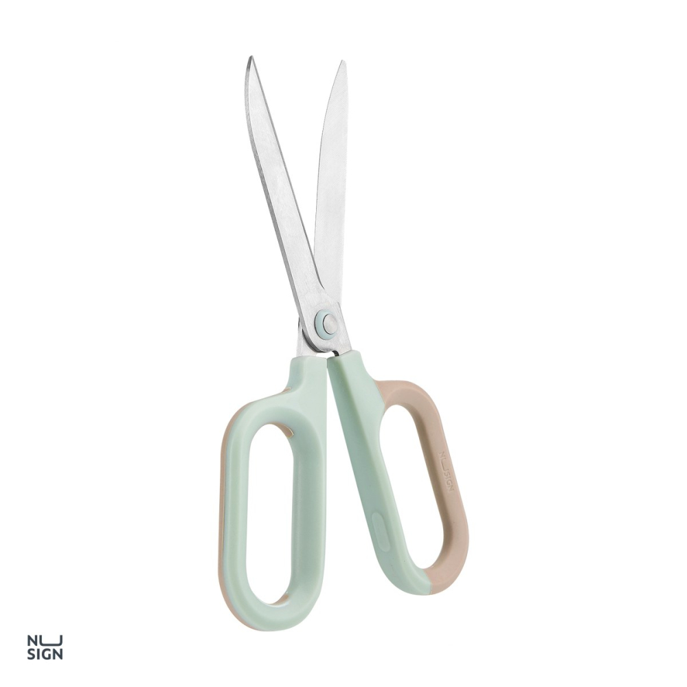 Foarfeca de birou Deli Nusign bicolora, 18 cm, lame curbate din otel inoxidabil, vernil-crem [5]