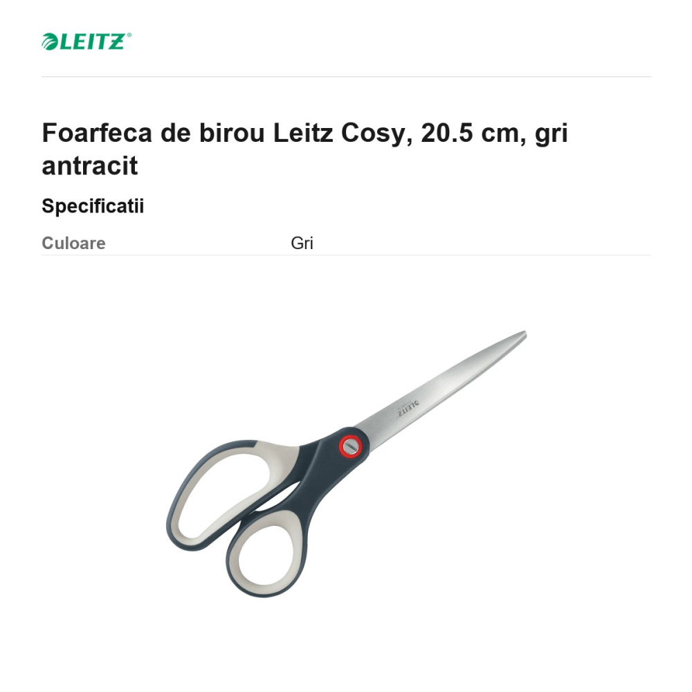 Foarfeca de birou Leitz Cosy, 20.5 cm, gri antracit [3]