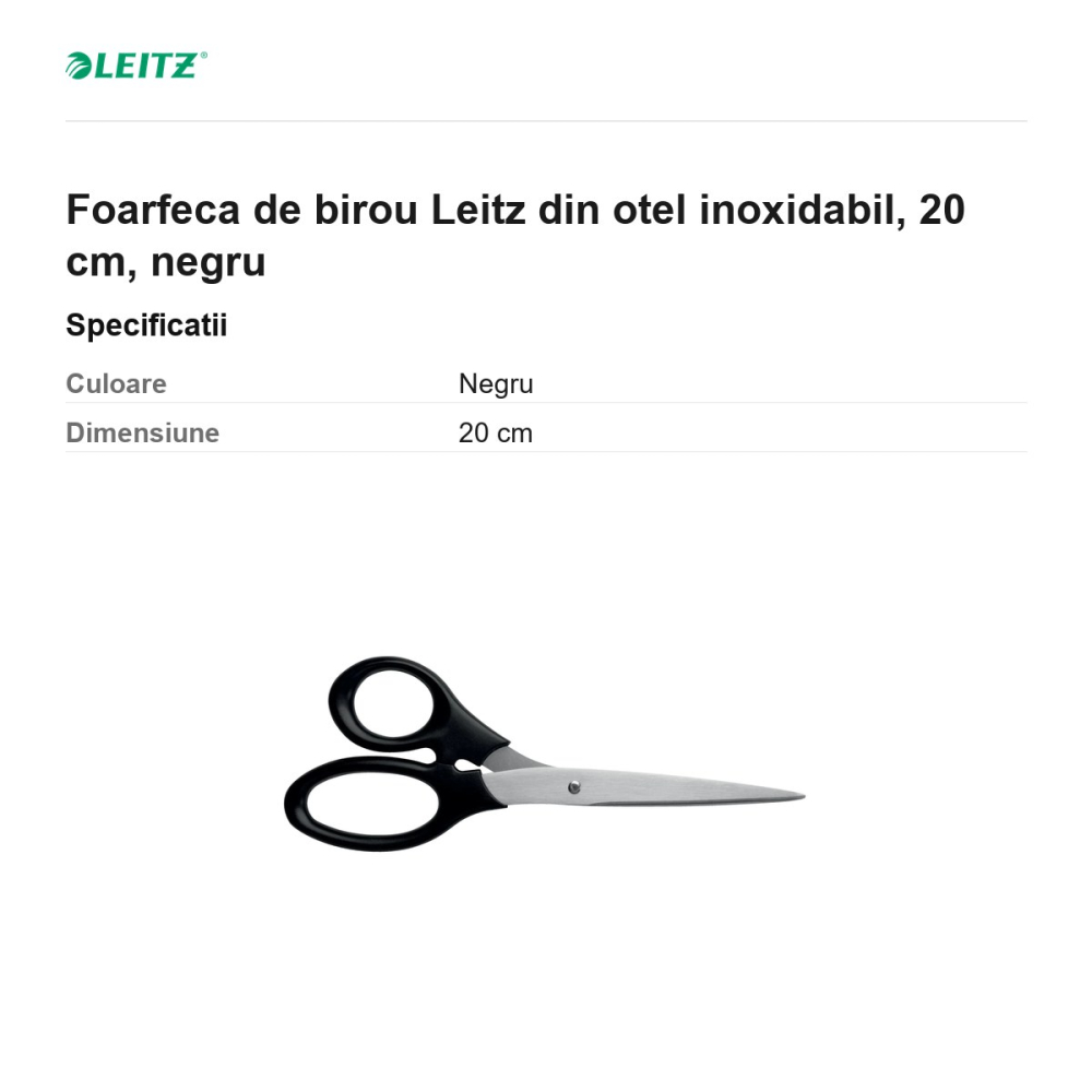 Foarfeca de birou Leitz din otel inoxidabil, 20 cm, negru [3]
