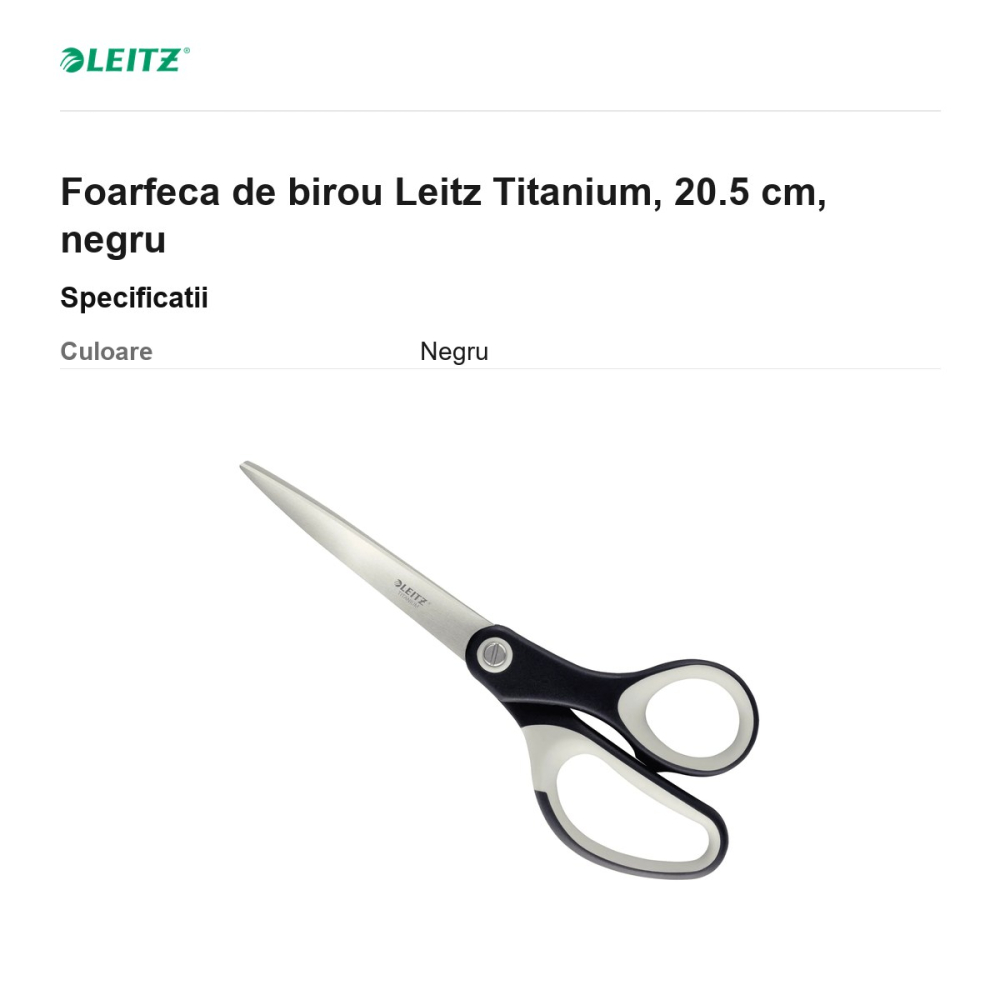 Foarfeca de birou Leitz Titanium, 20.5 cm, negru [3]
