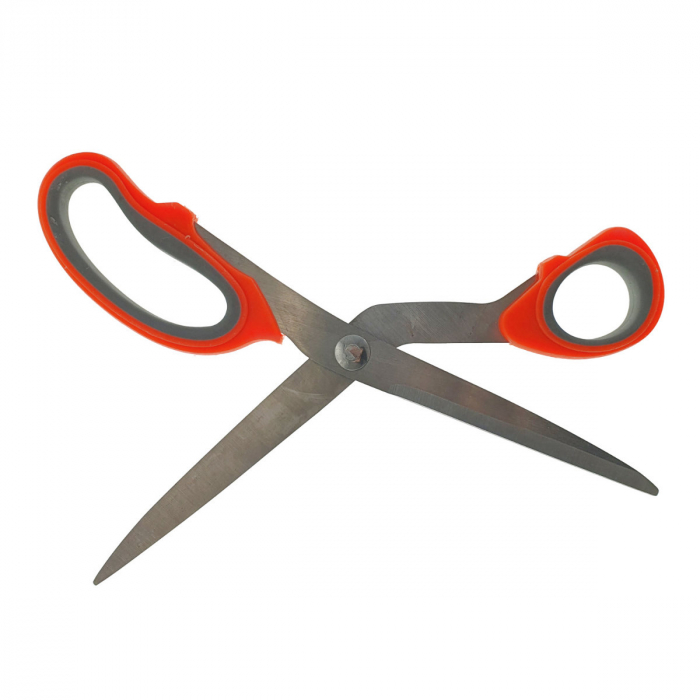 Foarfeca de birou multifunctionala, Flores, lungime 23 cm, lama otel inoxidabil, maner plastic portocaliu cu gri [4]