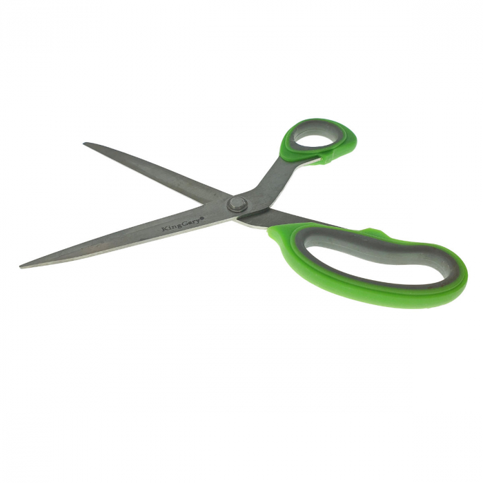 Foarfeca de birou multifunctionala, Flores, lungime 23 cm, lama otel inoxidabil, maner plastic verde cu gri [5]