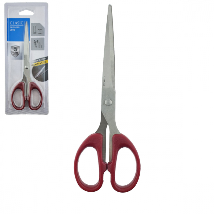 Foarfeca multifunctionala cu manere simetrice rosii, model Classic 96009, lungime 18 cm, in blister [1]