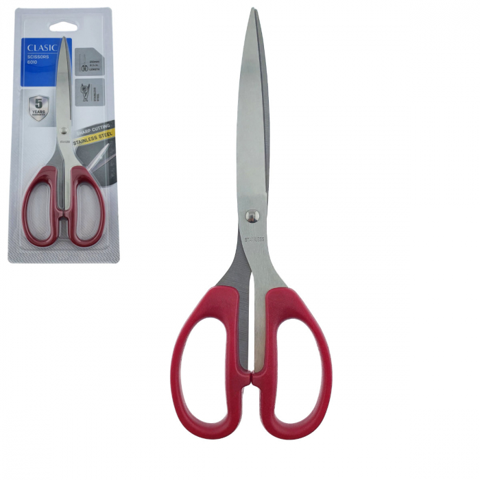 Foarfeca multifunctionala cu manere simetrice rosii, model Classic 96010, lungime 21 cm, in blister [1]