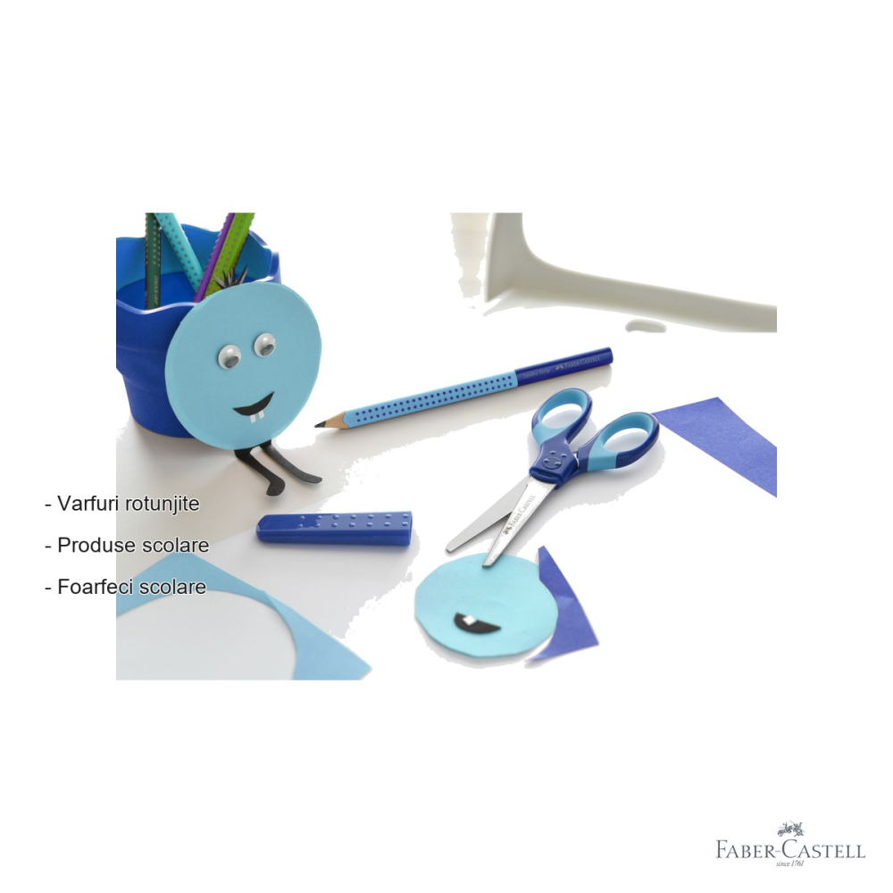 Foarfeca scolara Faber-Castell cu protectie grip, varfuri rotunjite, pentru copii stangaci si dreptaci [2]