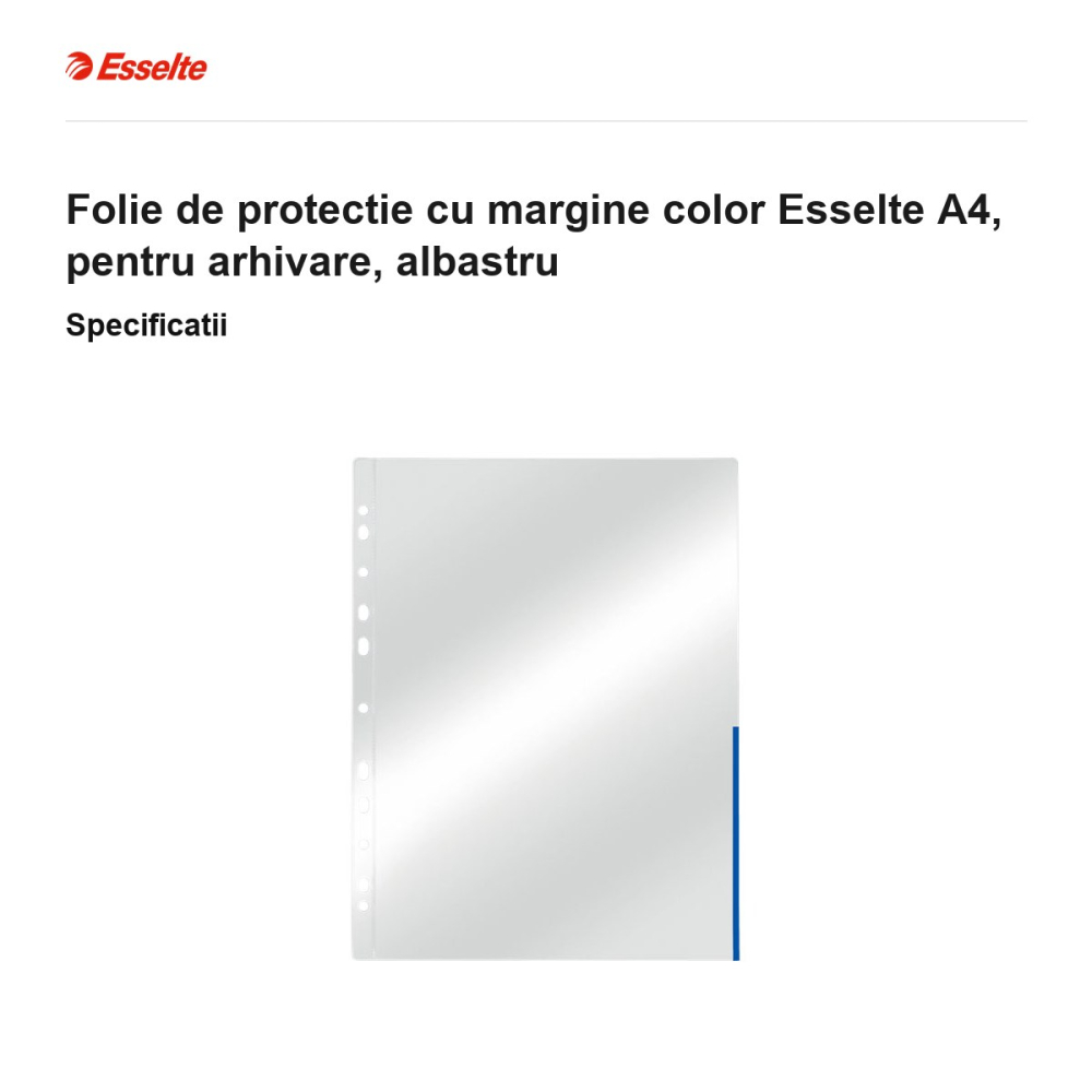 Folie de protectie cu margine color Esselte A4, pentru arhivare, albastru [3]