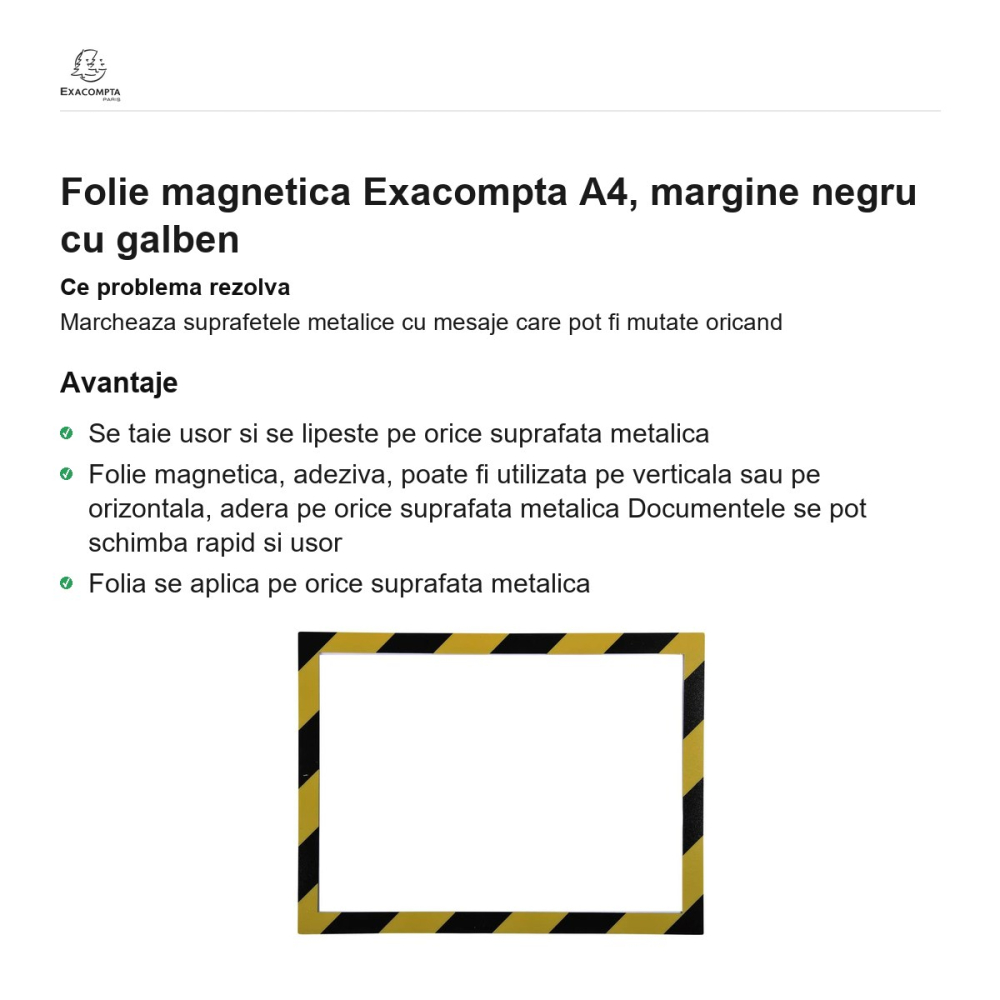 Folie magnetica Exacompta A4, margine negru cu galben [2]