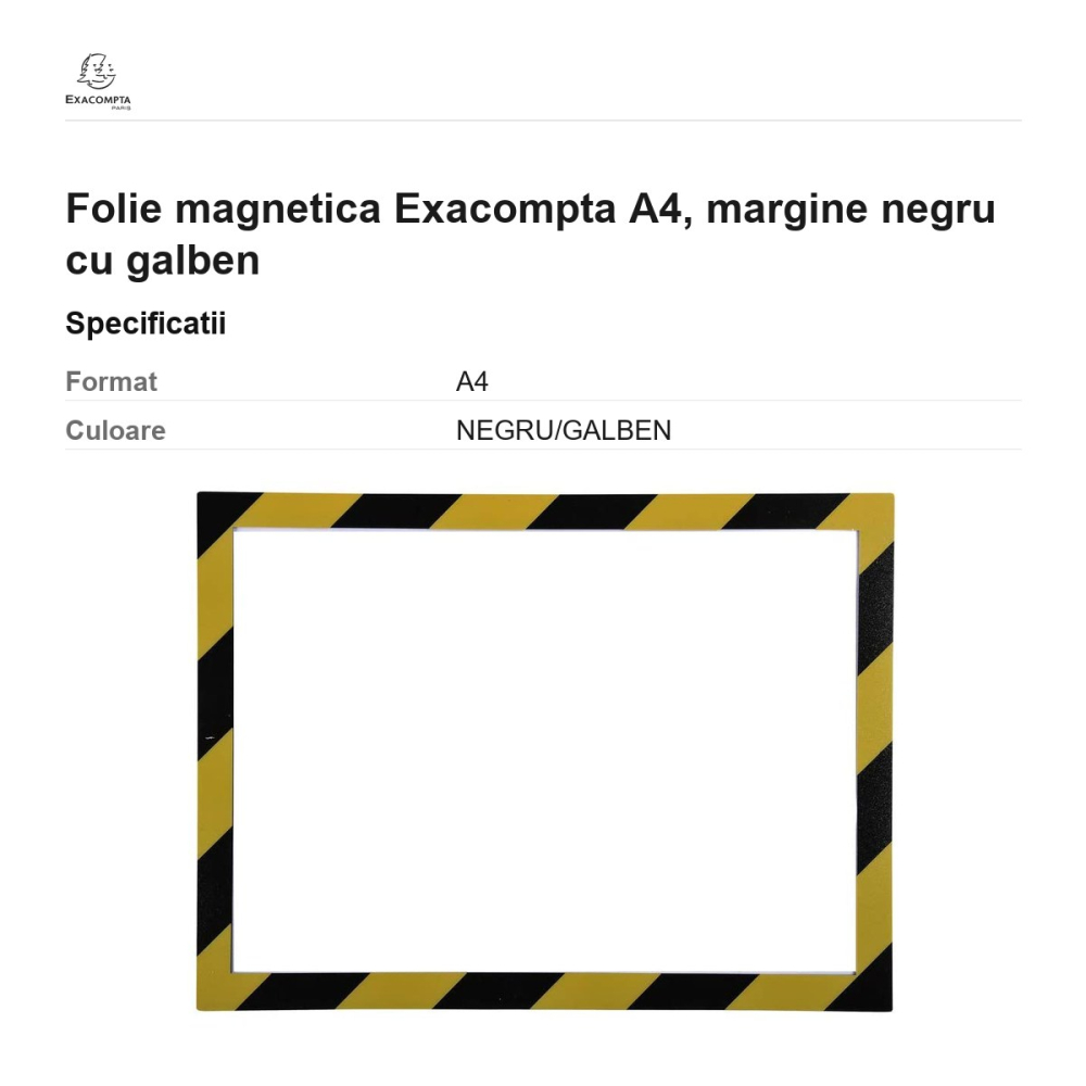 Folie magnetica Exacompta A4, margine negru cu galben [3]