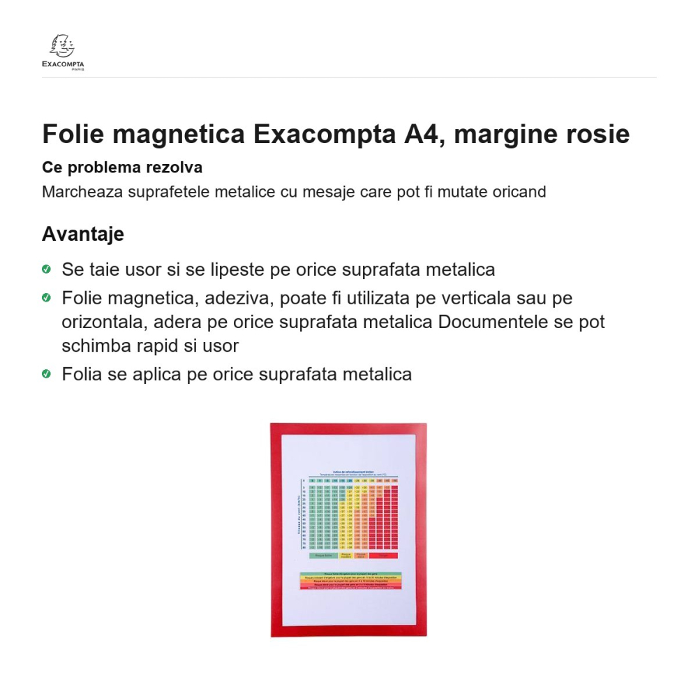 Folie magnetica Exacompta A4, margine rosie [2]