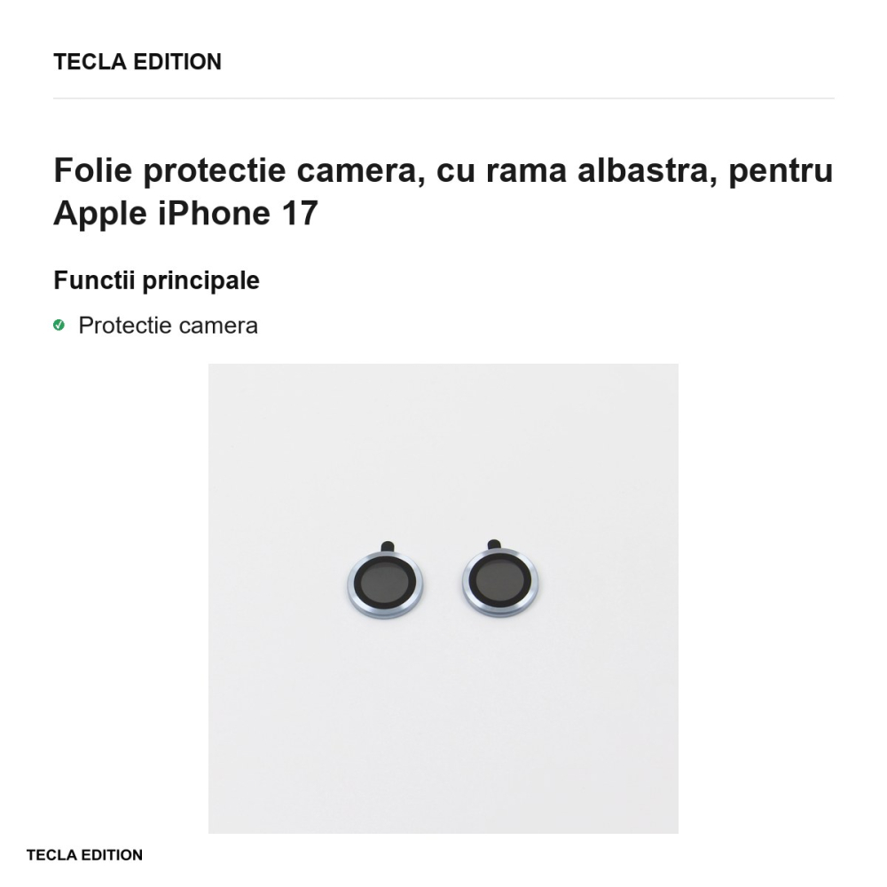 Folie protectie camera, cu rama albastra, pentru Apple iPhone 17 [2]