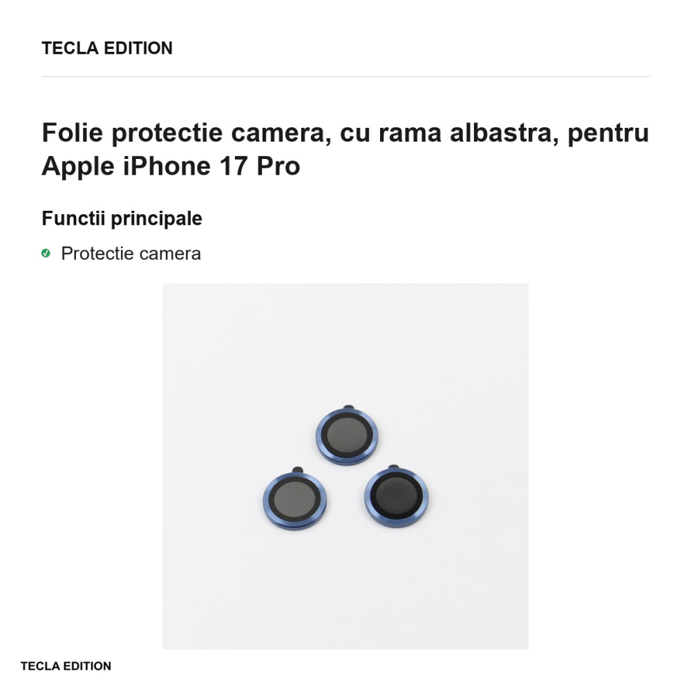 Folie protectie camera, cu rama albastra, pentru Apple iPhone 17 Pro [2]