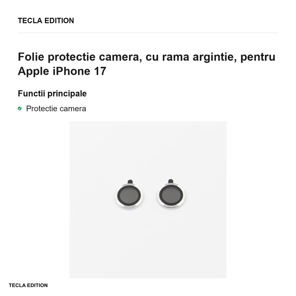 Folie protectie camera, cu rama argintie, pentru Apple iPhone 17 [2]