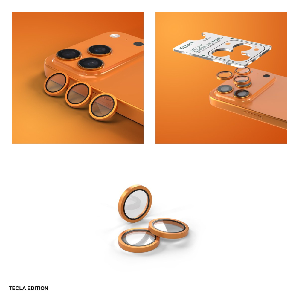 Folie protectie camera Etteri, cu rama portocalie, pentru Apple iPhone 17 Pro / iPhone 17 Pro Max [4]