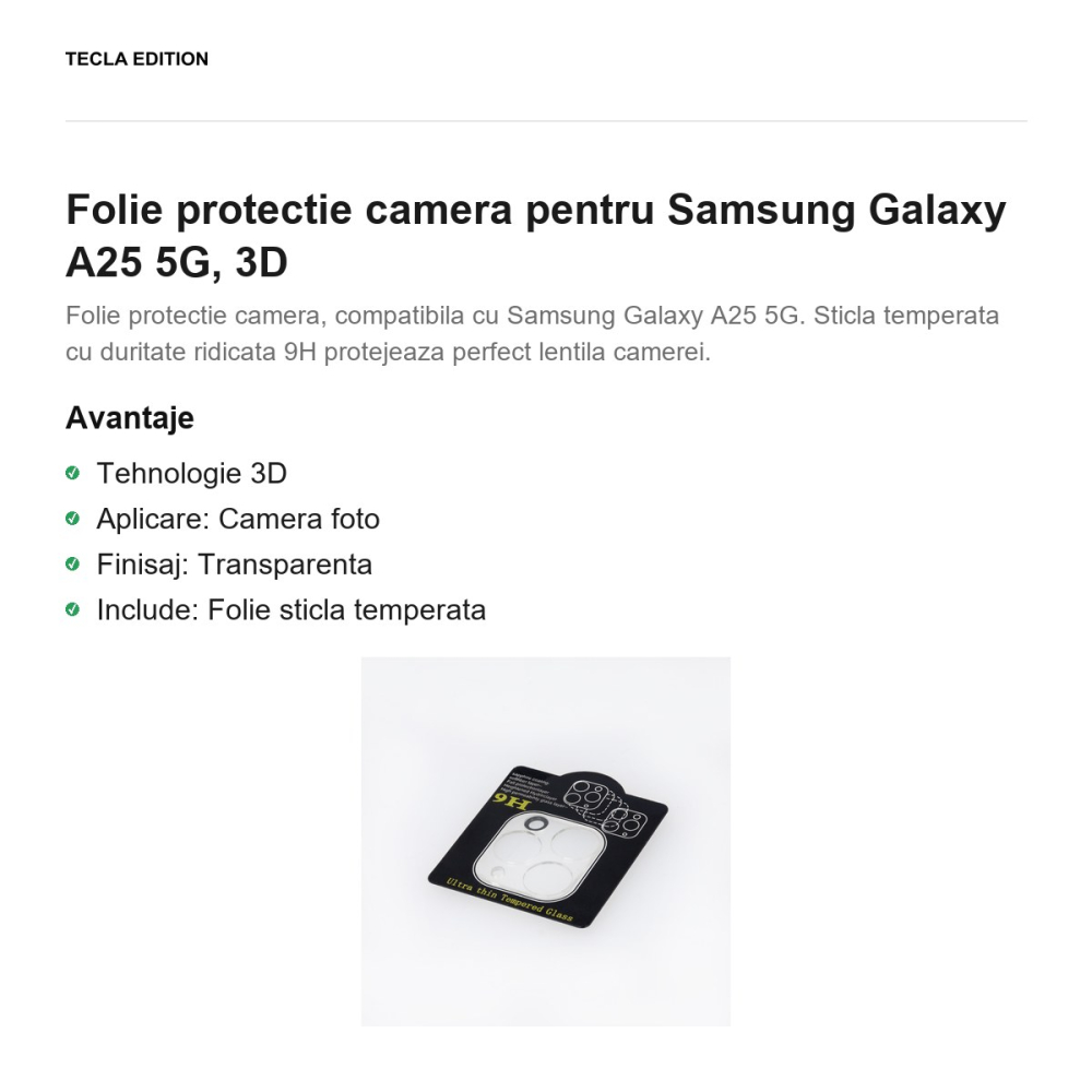 Folie protectie camera pentru Samsung Galaxy A25 5G, 3D [2]
