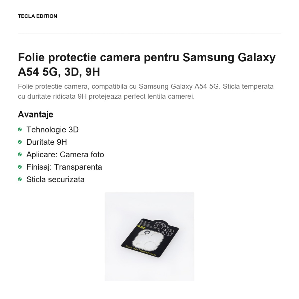 Folie protectie camera pentru Samsung Galaxy A54 5G, 3D, 9H [2]