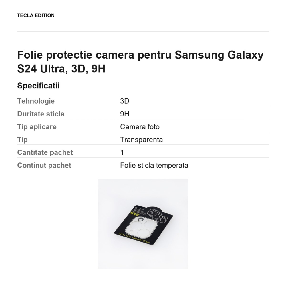 Folie protectie camera pentru Samsung Galaxy S24 Ultra, 3D, 9H [3]