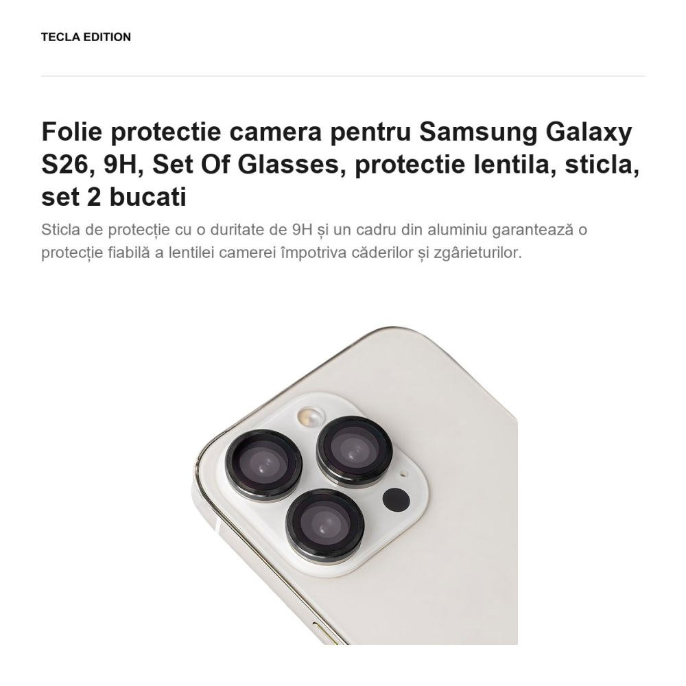 Folie protectie camera pentru Samsung Galaxy S26, 9H, Set Of Glasses, protectie lentila, sticla, set 2 bucati [2]