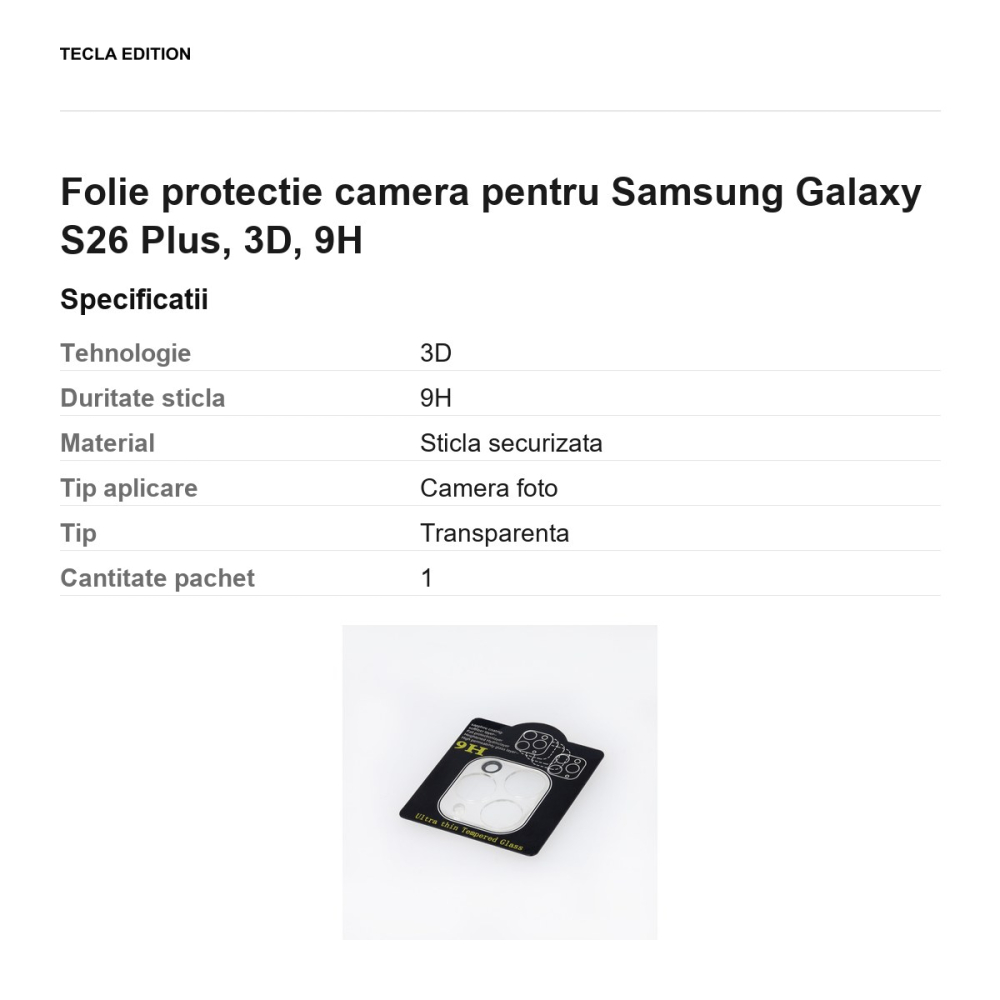 Folie protectie camera pentru Samsung Galaxy S26 Plus, 3D, 9H [3]