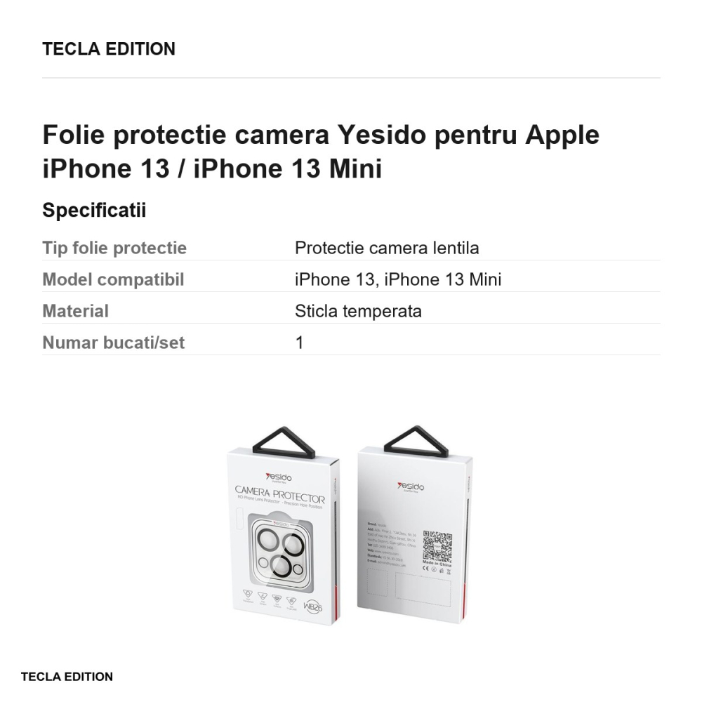 Folie protectie camera Yesido pentru Apple iPhone 13 / iPhone 13 Mini [3]