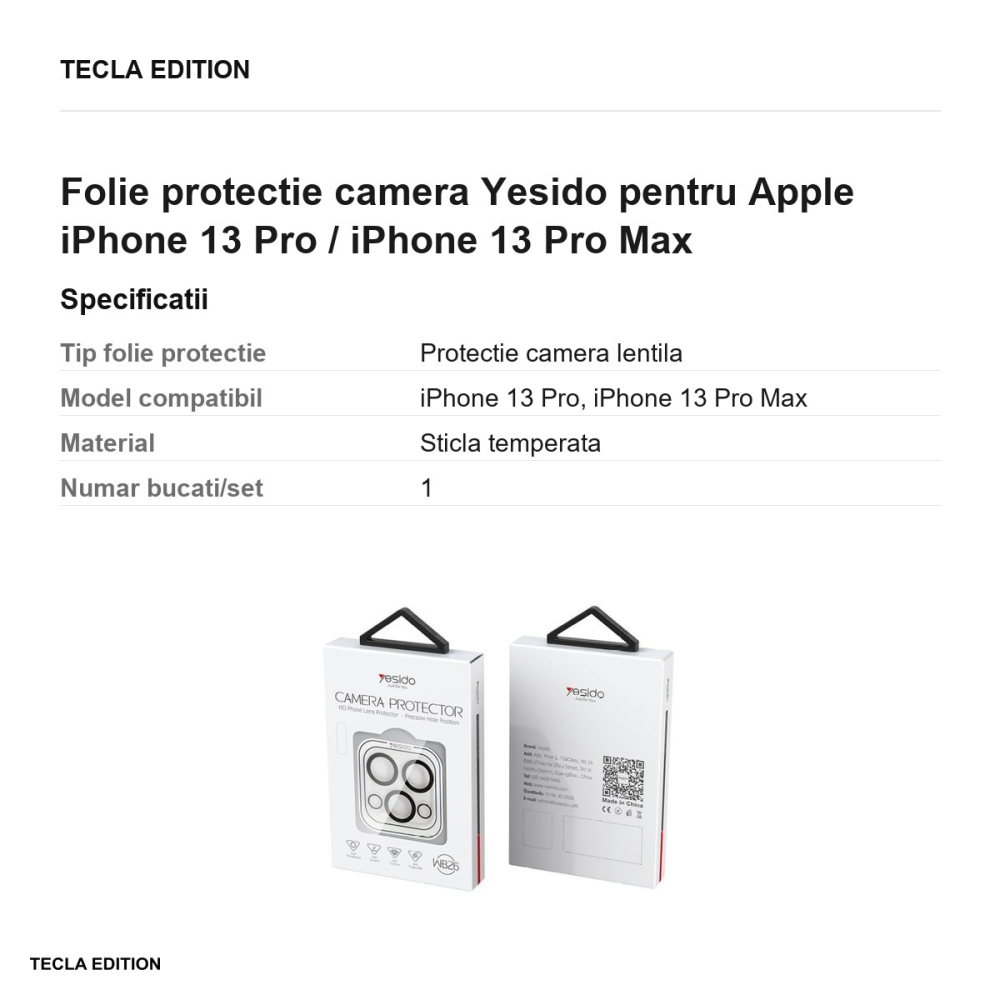 Folie protectie camera Yesido pentru Apple iPhone 13 Pro / iPhone 13 Pro Max [3]