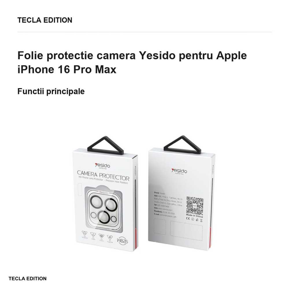 Folie protectie camera Yesido pentru Apple iPhone 16 Pro Max [2]