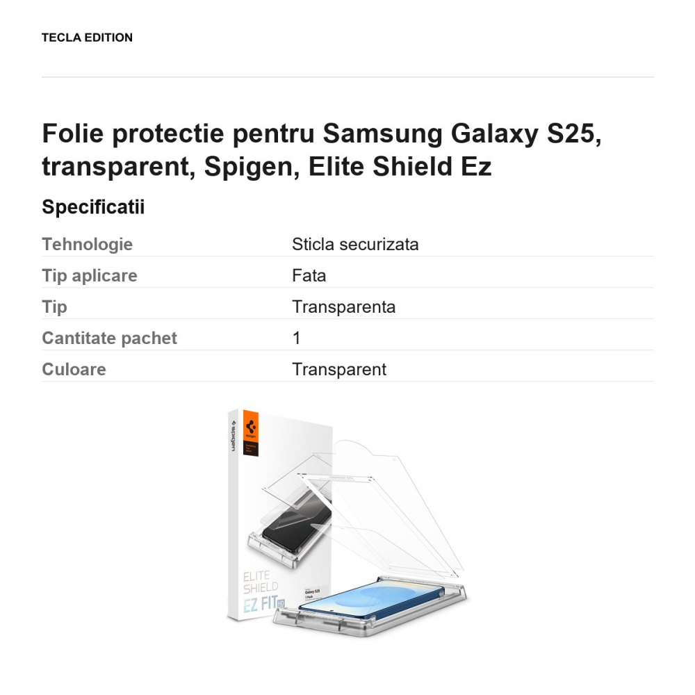 Folie protectie pentru Samsung Galaxy S25, transparent, Spigen, Elite Shield Ez [3]