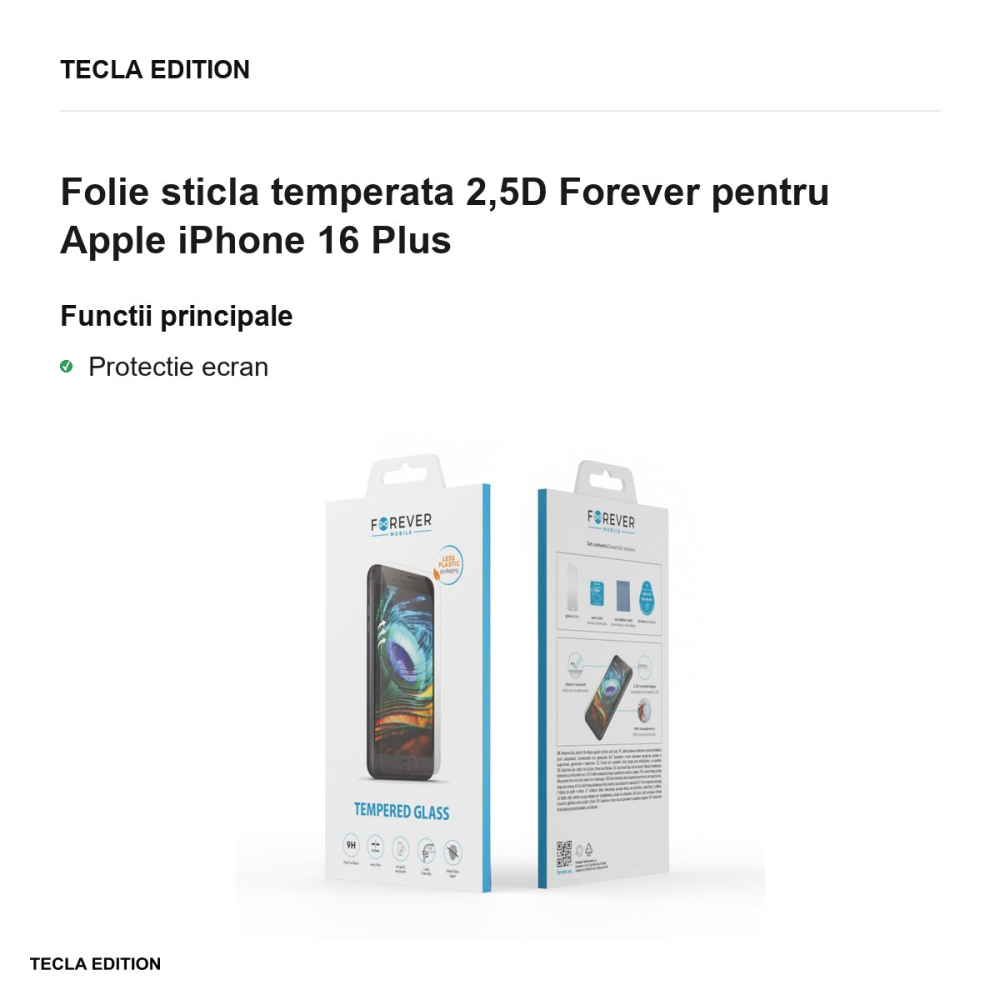 Folie sticla temperata 2,5D Forever pentru Apple iPhone 16 Plus [2]