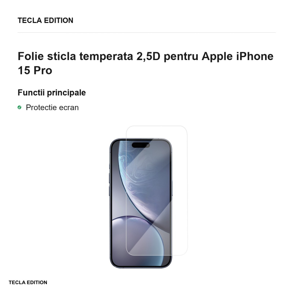 Folie sticla temperata 2,5D pentru Apple iPhone 15 Pro [2]