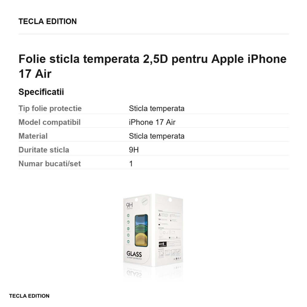Folie sticla temperata 2,5D pentru Apple iPhone 17 Air [3]