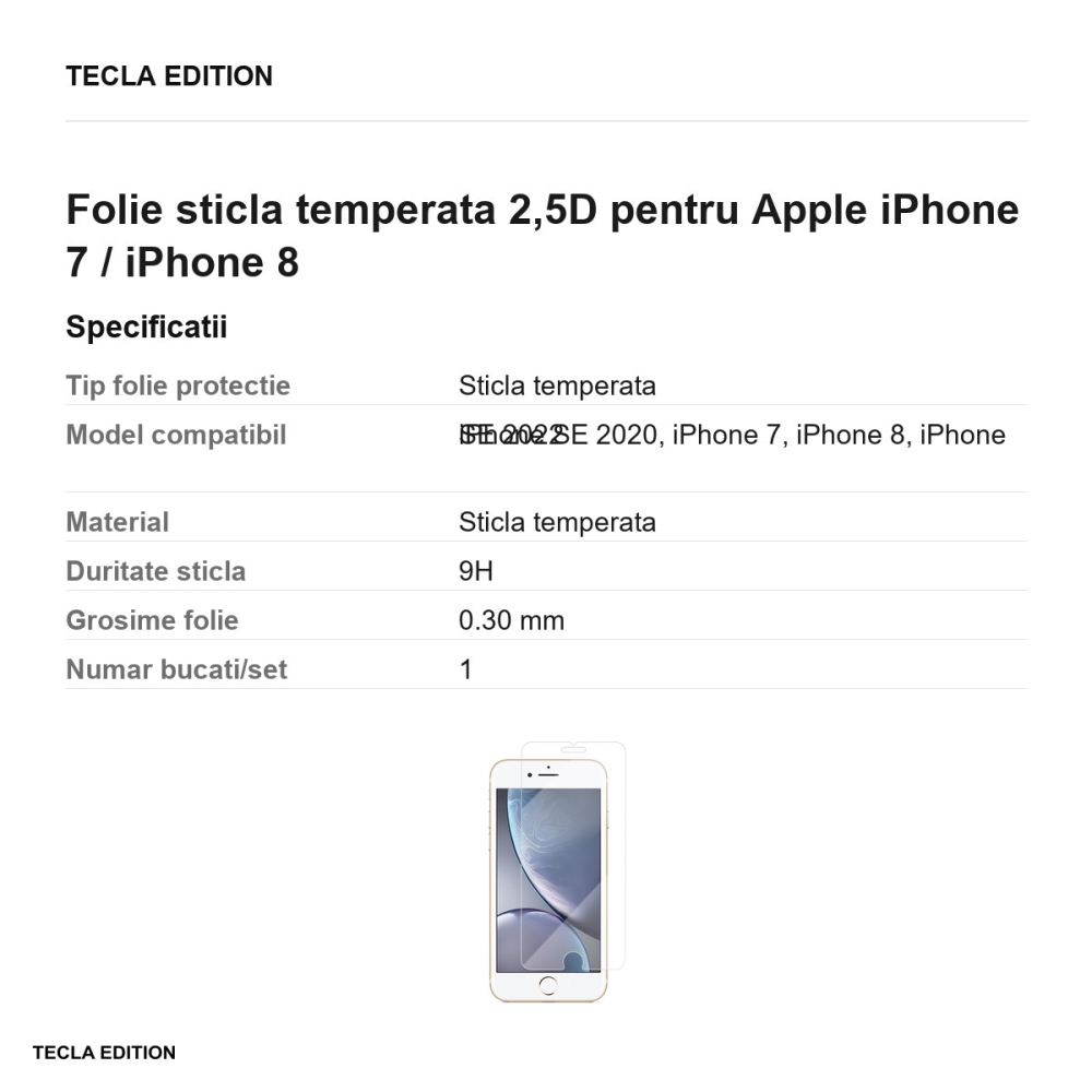 Folie sticla temperata 2,5D pentru Apple iPhone 7 / iPhone 8 [3]