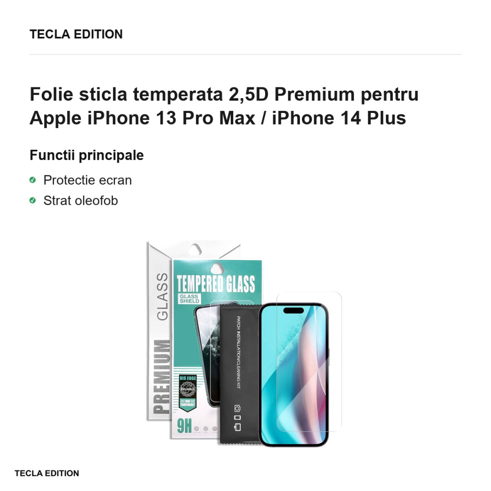 Folie sticla temperata 2,5D Premium pentru Apple iPhone 13 Pro Max / iPhone 14 Plus [2]