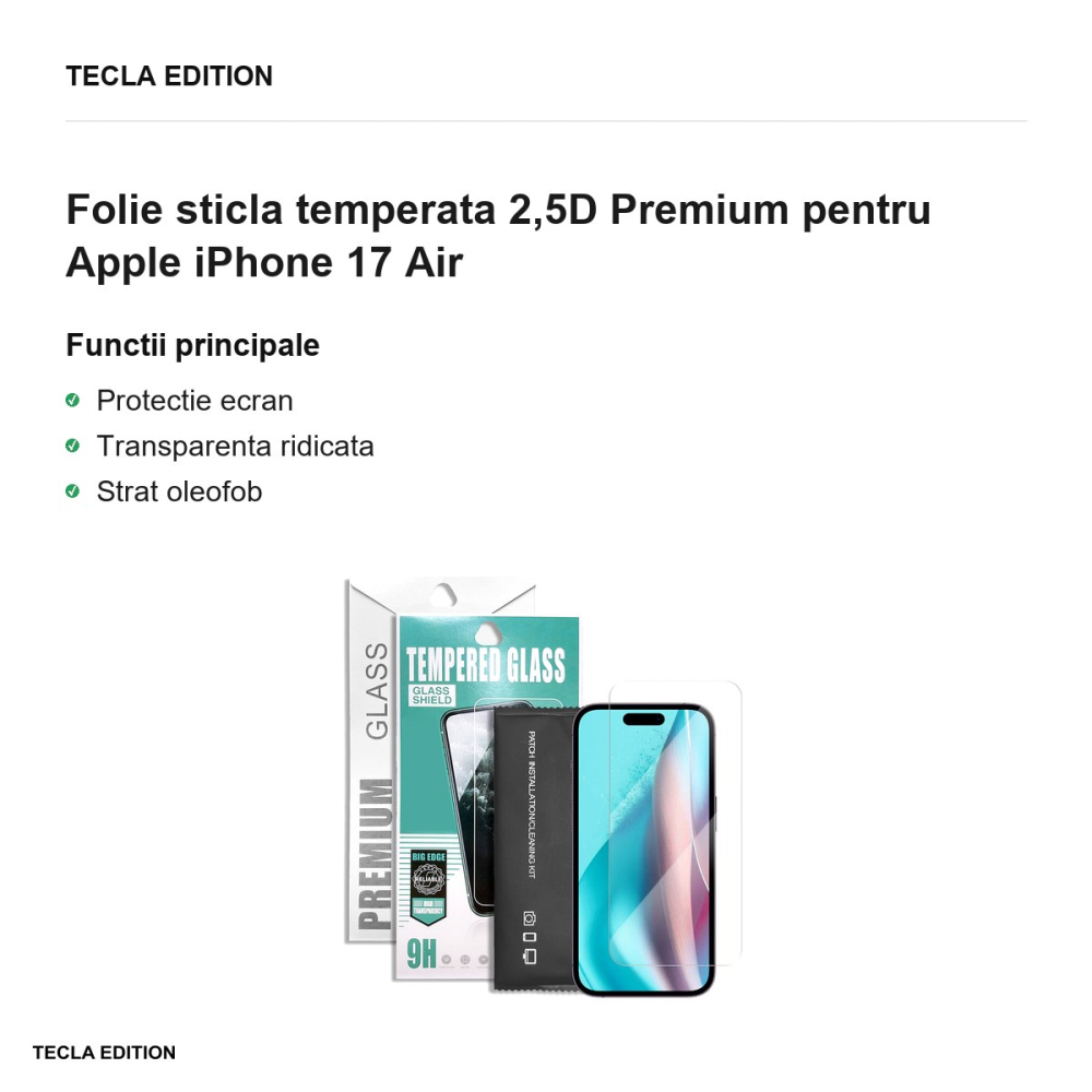 Folie sticla temperata 2,5D Premium pentru Apple iPhone 17 Air [2]