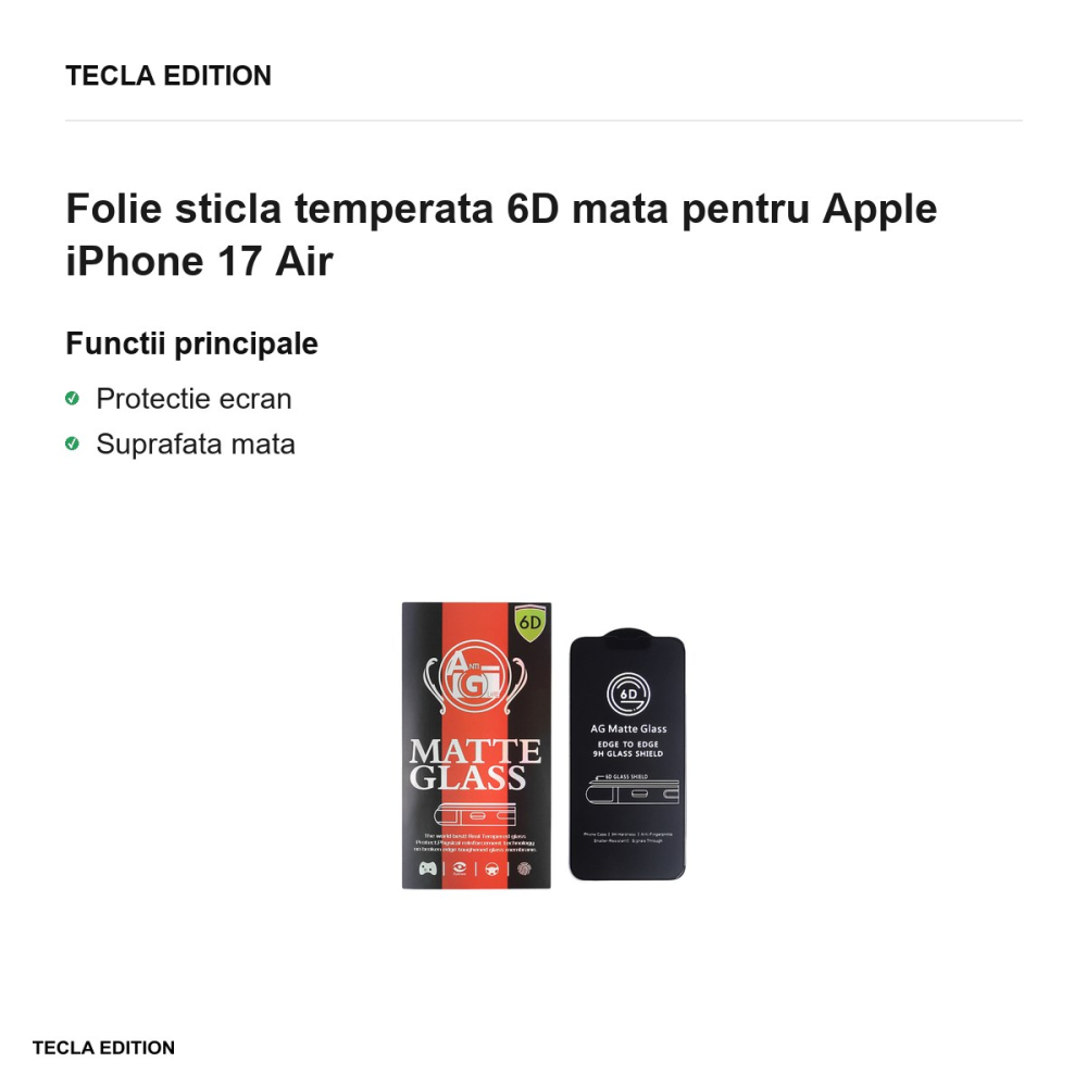 Folie sticla temperata 6D mata pentru Apple iPhone 17 Air [2]