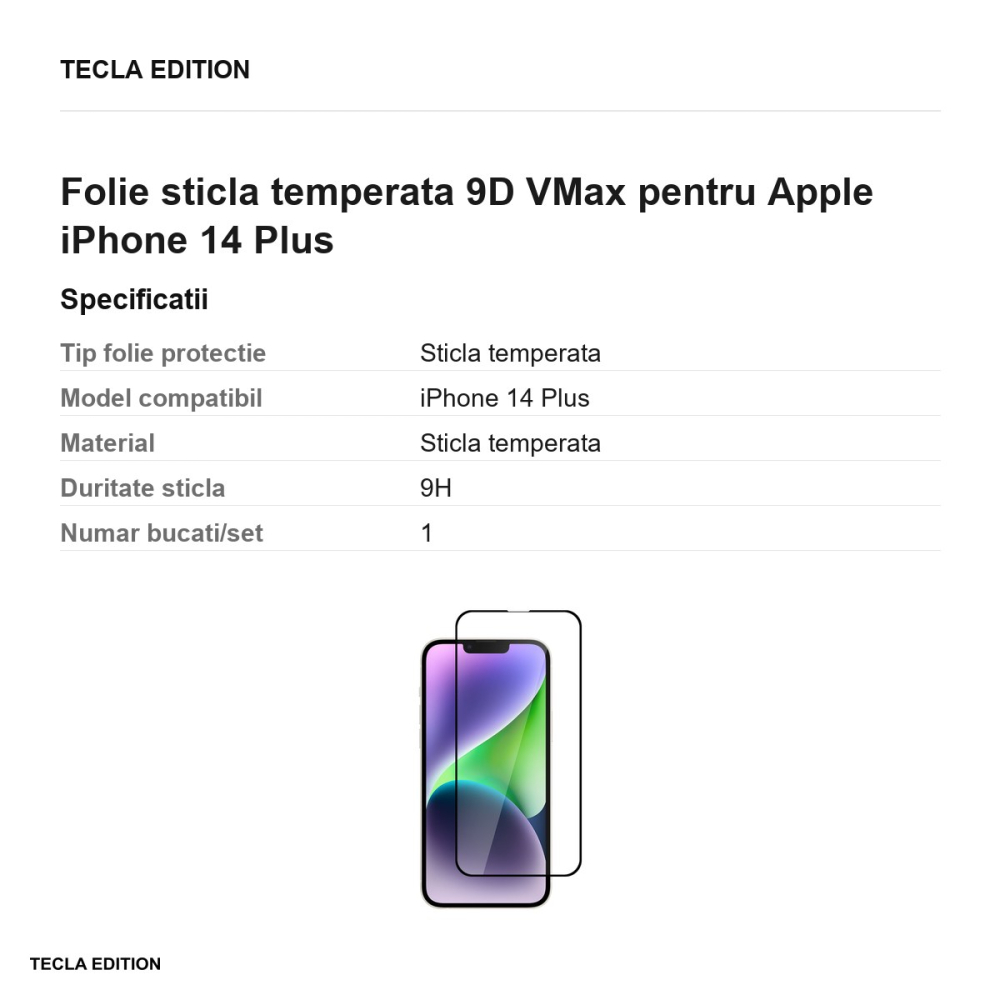 Folie sticla temperata 9D VMax pentru Apple iPhone 14 Plus [3]