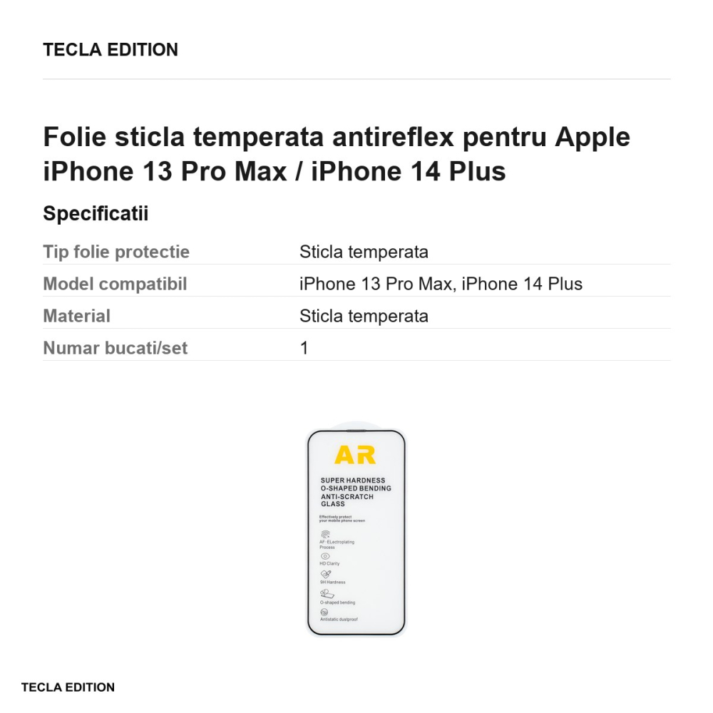 Folie sticla temperata antireflex pentru Apple iPhone 13 Pro Max / iPhone 14 Plus [3]