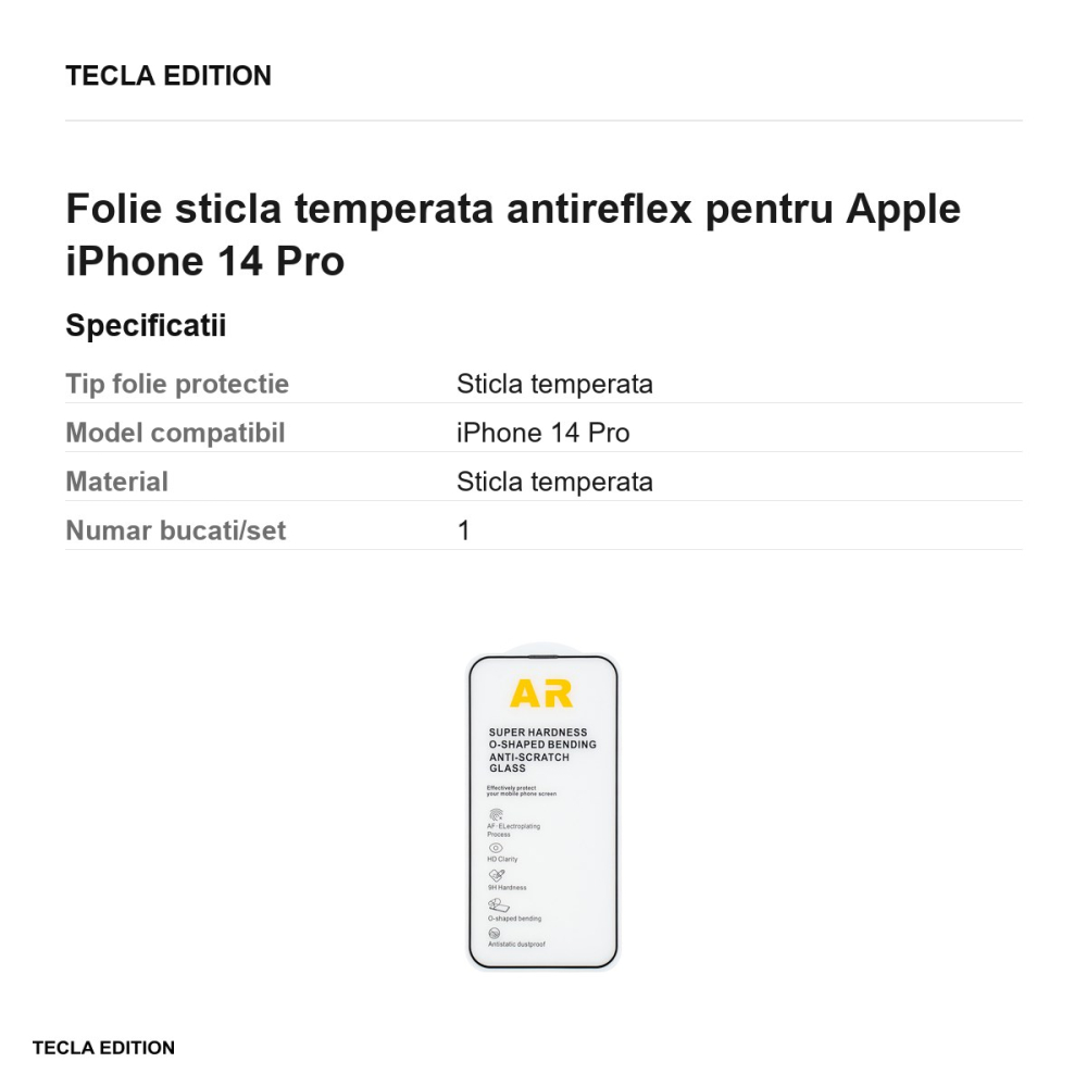 Folie sticla temperata antireflex pentru Apple iPhone 14 Pro [3]