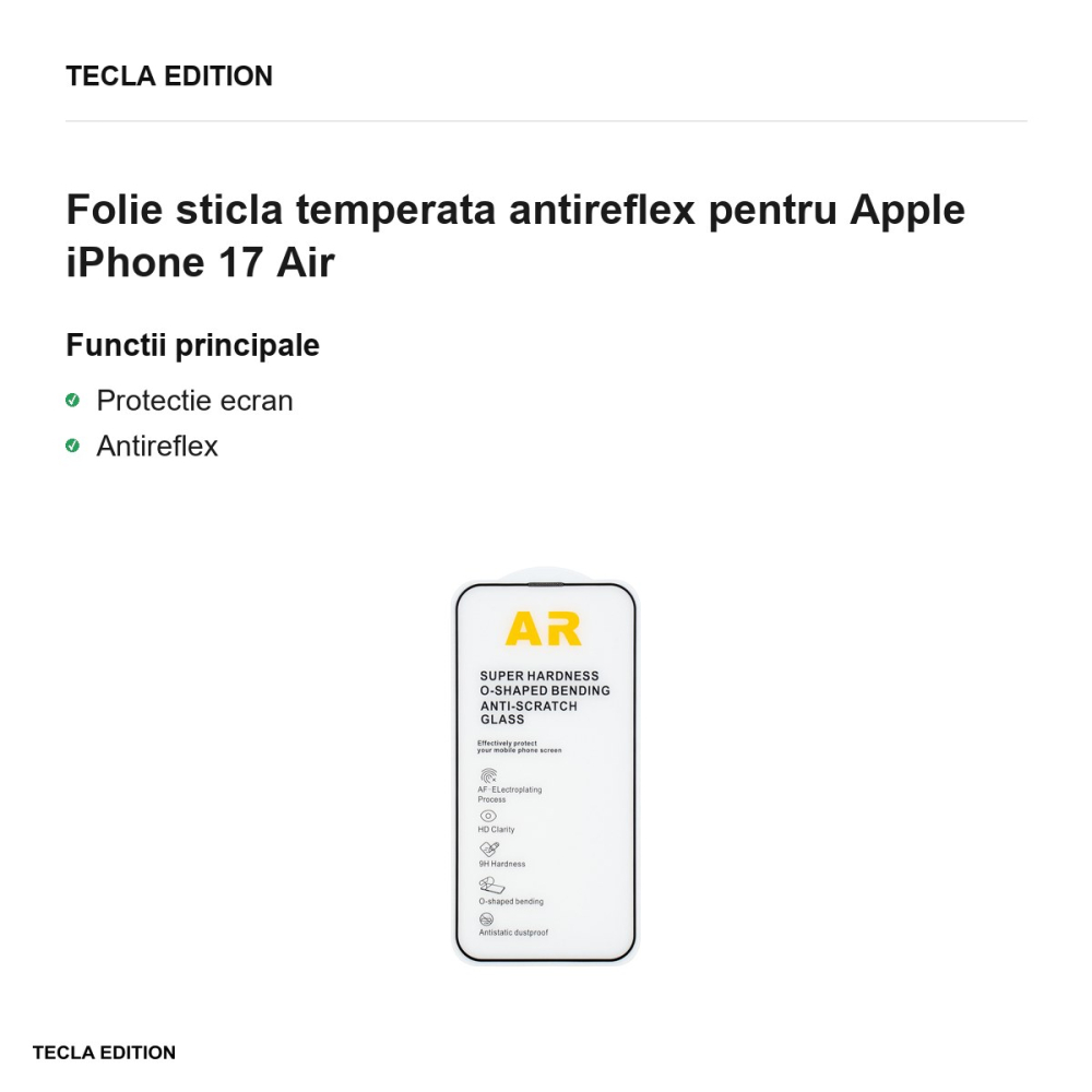 Folie sticla temperata antireflex pentru Apple iPhone 17 Air [2]