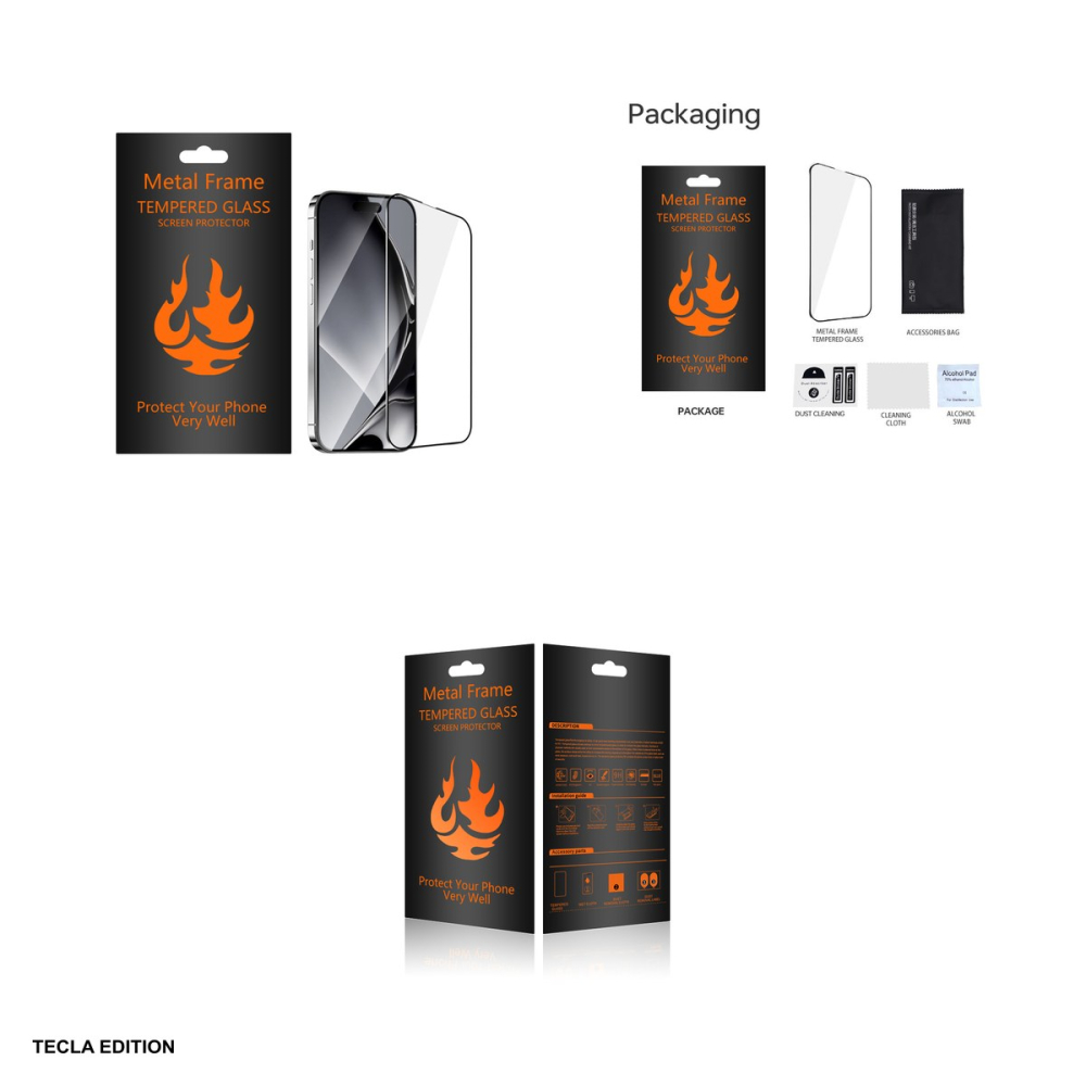 Folie sticla temperata, cu rama metalica neagra, pentru Apple iPhone 13 Pro Max / iPhone 14 Plus [4]