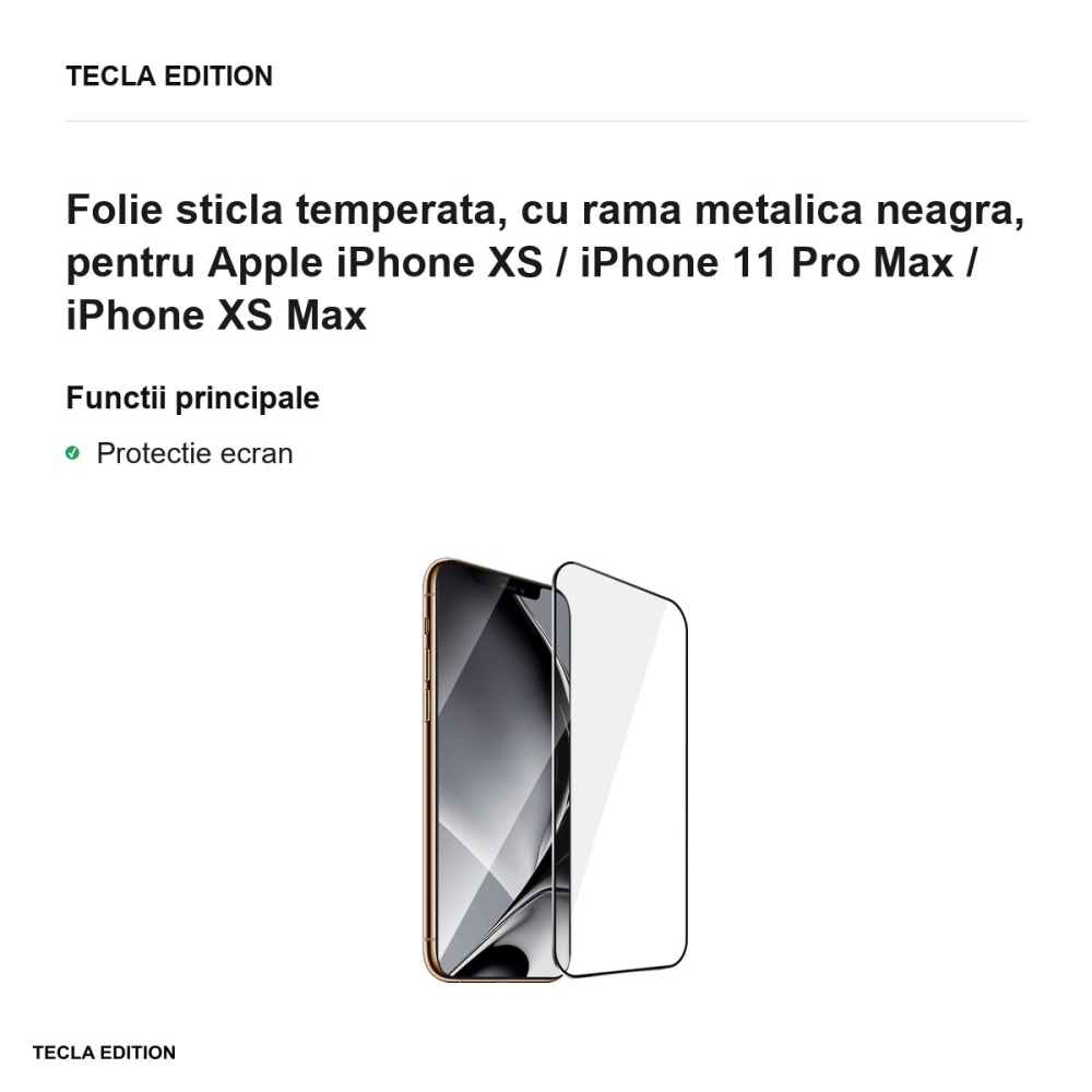 Folie sticla temperata, cu rama metalica neagra, pentru Apple iPhone XS / iPhone 11 Pro Max / iPhone XS Max [2]