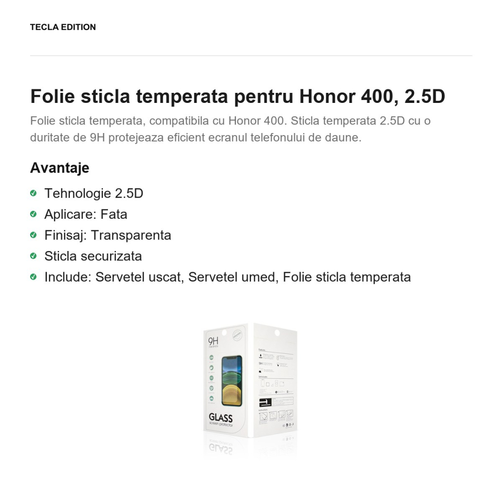 Folie sticla temperata pentru Honor 400, 2.5D [2]