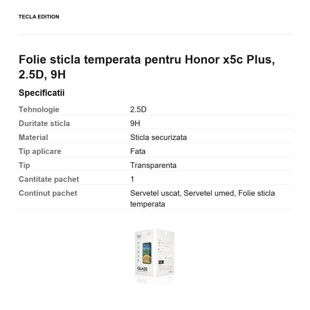 Folie sticla temperata pentru Honor x5c Plus, 2.5D, 9H [3]