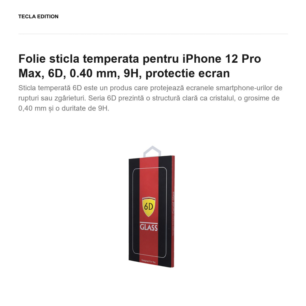 Folie sticla temperata pentru iPhone 12 Pro Max, 6D, 0.40 mm, 9H, protectie ecran [2]