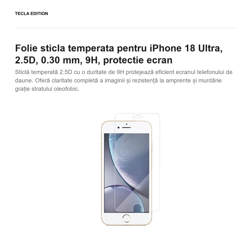Folie sticla temperata pentru iPhone 18 Ultra, 2.5D, 0.30 mm, 9H, protectie ecran [2]