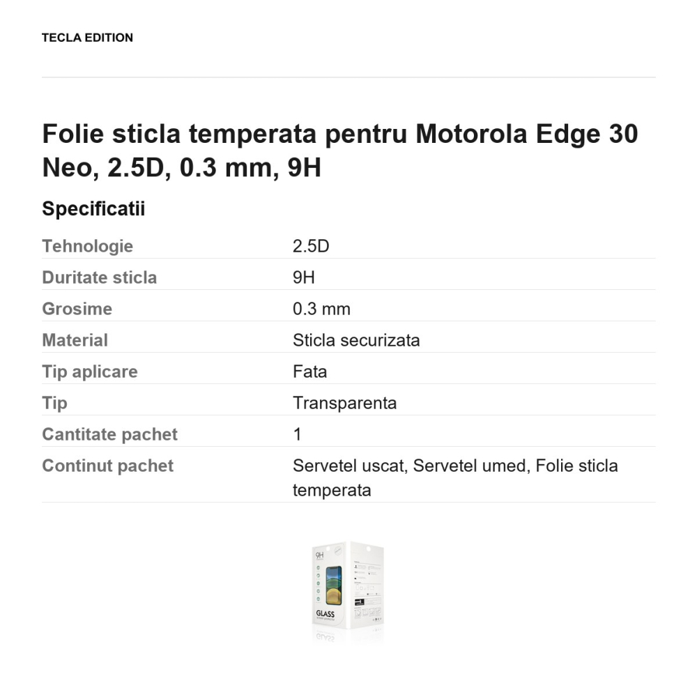 Folie sticla temperata pentru Motorola Edge 30 Neo, 2.5D, 0.3 mm, 9H [3]