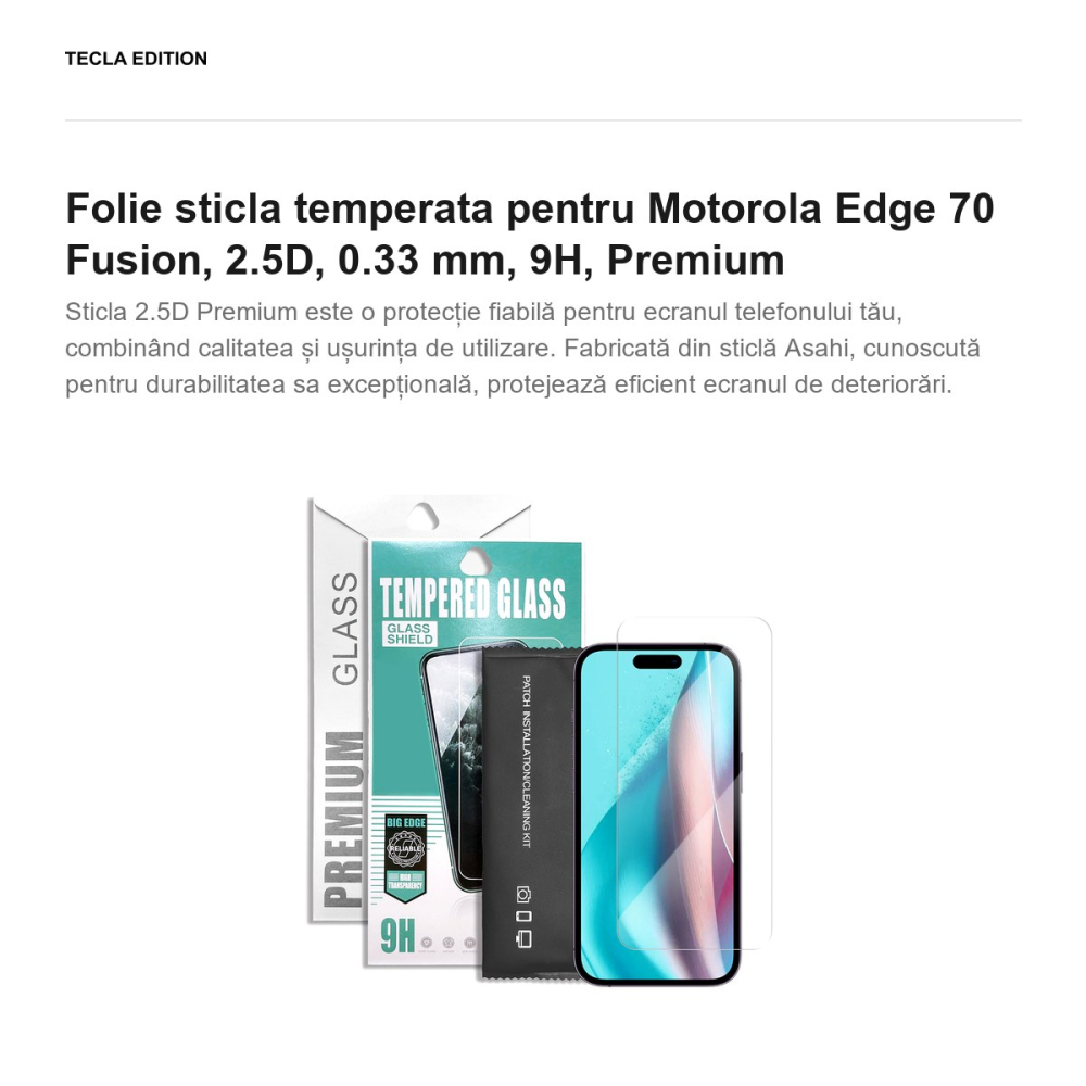 Folie sticla temperata pentru Motorola Edge 70 Fusion, 2.5D, 0.33 mm, 9H, Premium [2]