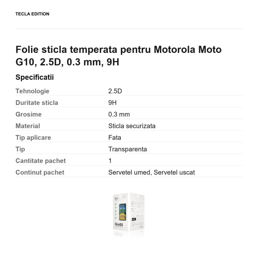 Folie sticla temperata pentru Motorola Moto G10, 2.5D, 0.3 mm, 9H [3]