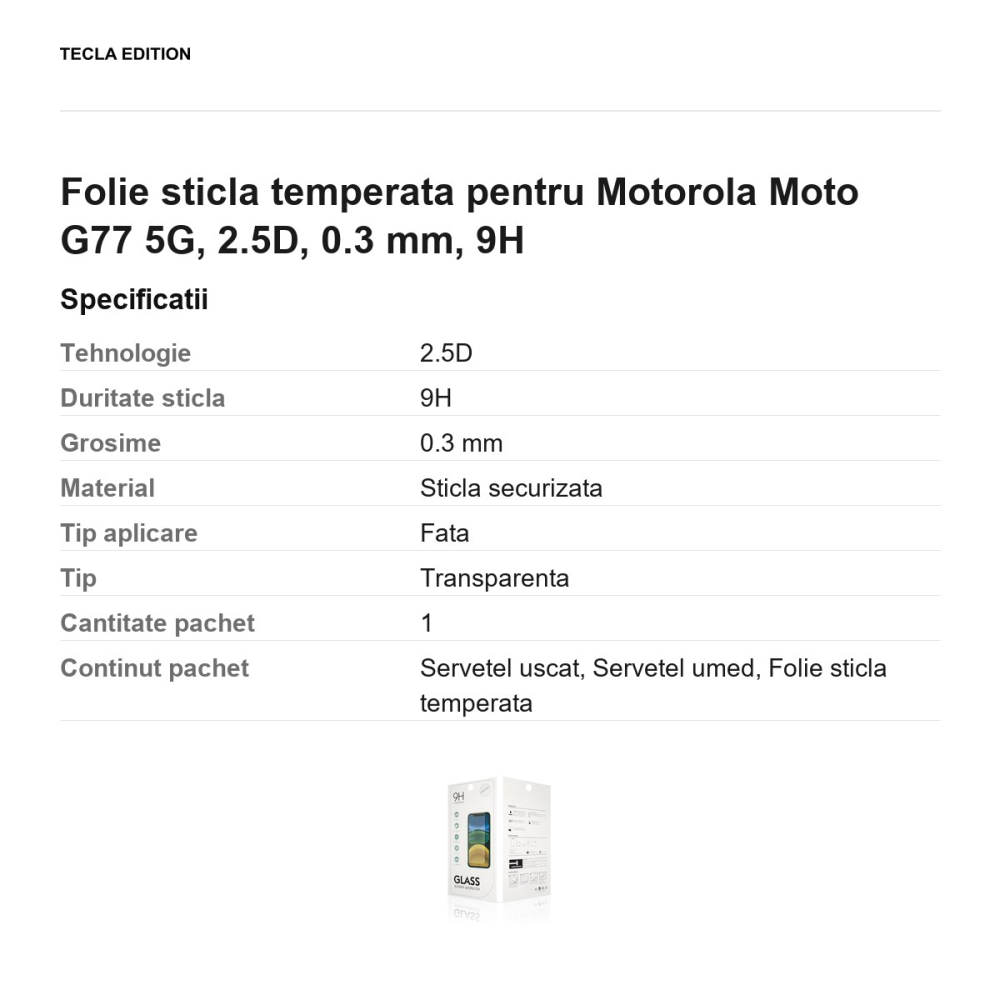 Folie sticla temperata pentru Motorola Moto G77 5G, 2.5D, 0.3 mm, 9H [3]