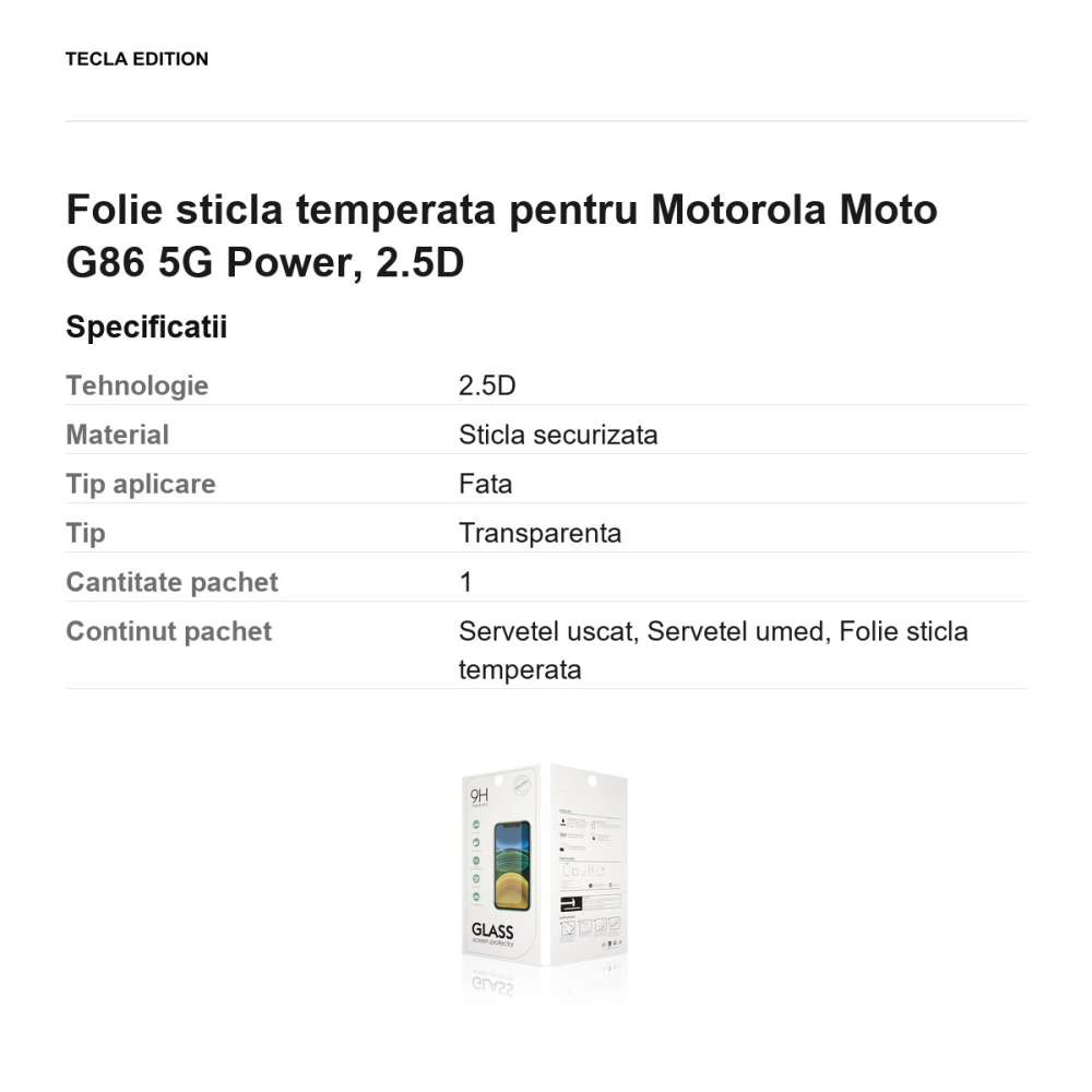 Folie sticla temperata pentru Motorola Moto G86 5G Power, 2.5D [3]